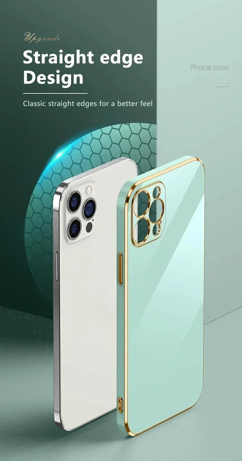 Luxury Solid Color Silicone Soft Case For iPhone 17 Air 16 15 Plus 14 12 13 Pro Max Plus Plating Glossy Shockproof Protect Cover