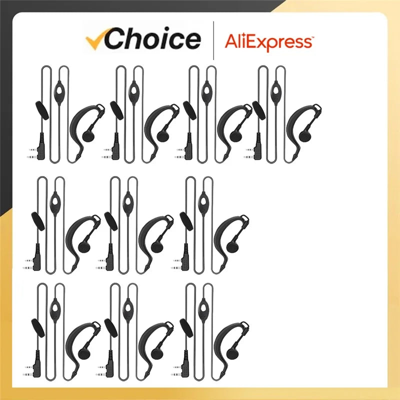 10PCS Walkie Talkie Headset QuanSheng UV-K5 Earpiece UV-K6 UV 5R Plus DM-1701 888s DMR Headphone Two Way Radio Accessories