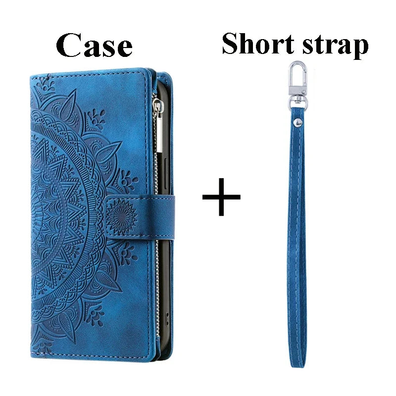 For Poco X8 Pro Max X7 F6 X6 X5 X3 NFC 5G Zipper Wallet Case Crossbody Book Shell Xiaomi Poco M8 M7 Pro M6 F5 C75 X 8 Flip Cover