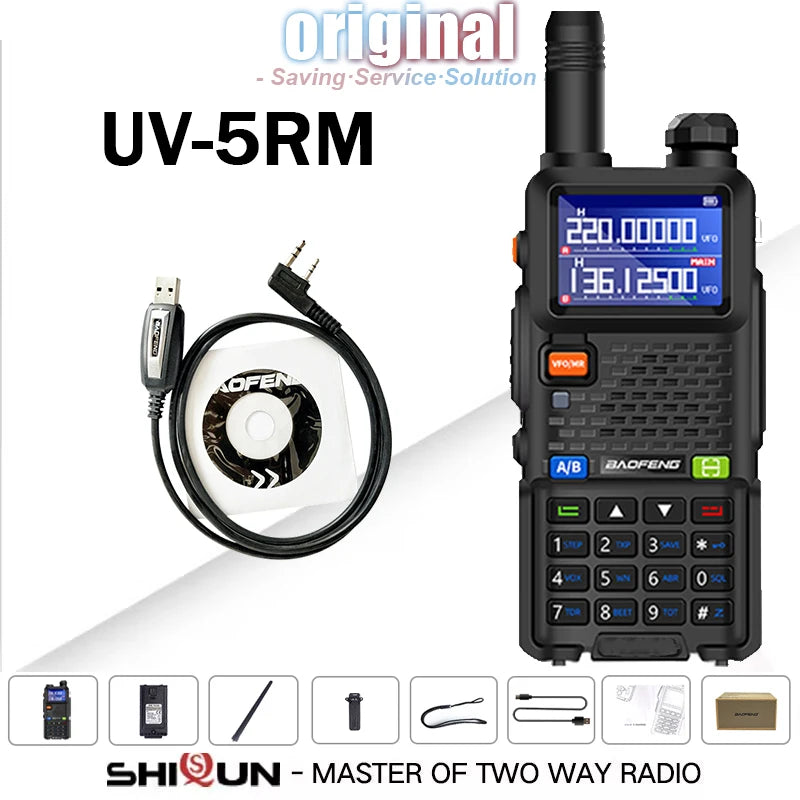 UV-5RM Baofeng Walkie Talkie 3800mAh Battery USB-C Charger 14.5W UHF VHF Wirless Copy Frequency 999CH FM Ham Radio Update UV-5RH