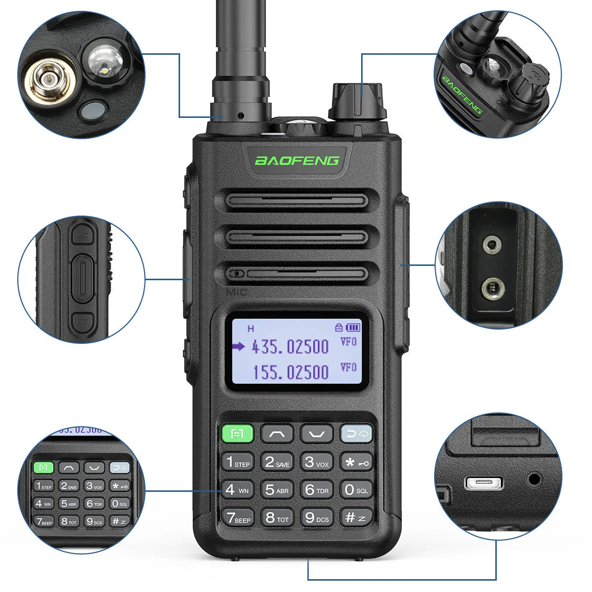BaoFeng M-13 PRO V1 V2 High Power Multi Band Walkie Talkie Type C Charger Long Range Upgraded UV-13 PRO V1 V2 Ham Two Way Radio