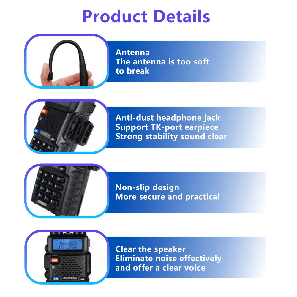 Baofeng UV-5R USB Lange Afstand Dual Band Ham Amateur Met Vhf Uhf Fm CB 128CH 2200mAh portable Handheld long range Two Way Radio