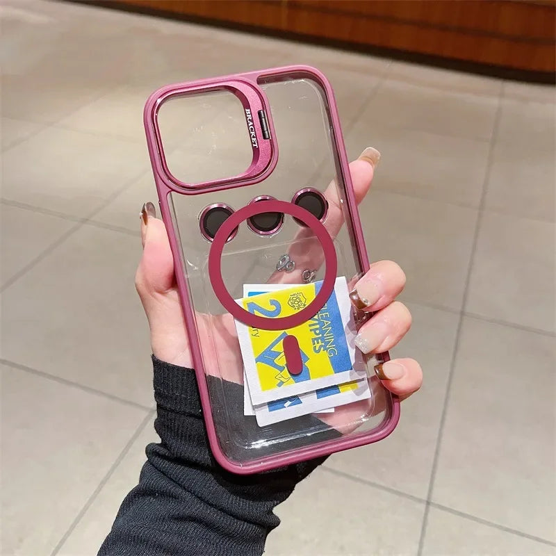 Fashion For Magsafe Stand Glass Lens Protector Case For iPhone 16 15 14 13 11 12 Pro Max 16 Plus Magnetic Shockproof Back Cover
