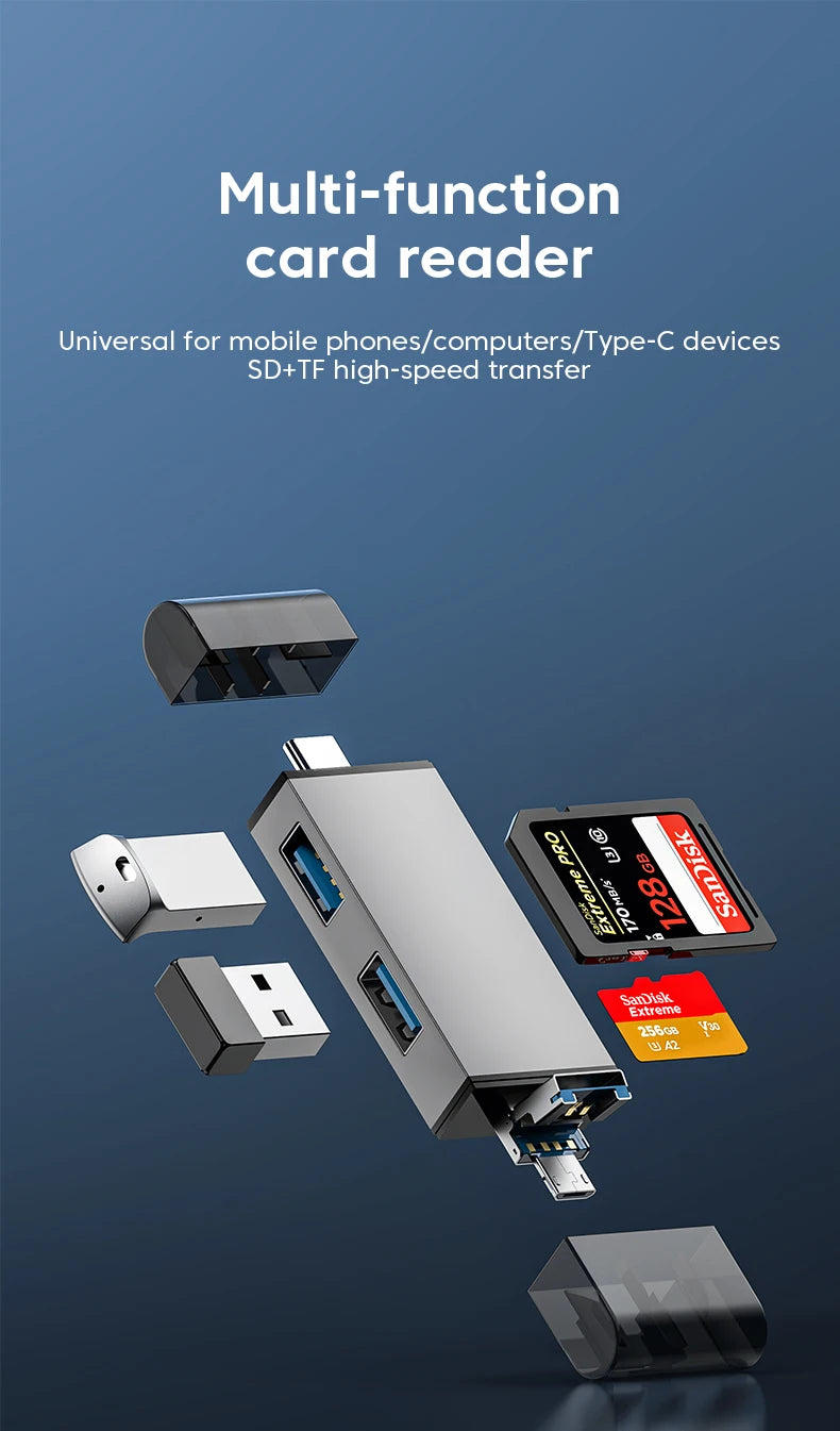 Olaf 7 in 1 Micro TF SD Card Reader USB Flash Drive Memory SD Card Reader OTG type c 3.1 to usb Adapter USB Type C Card Reader