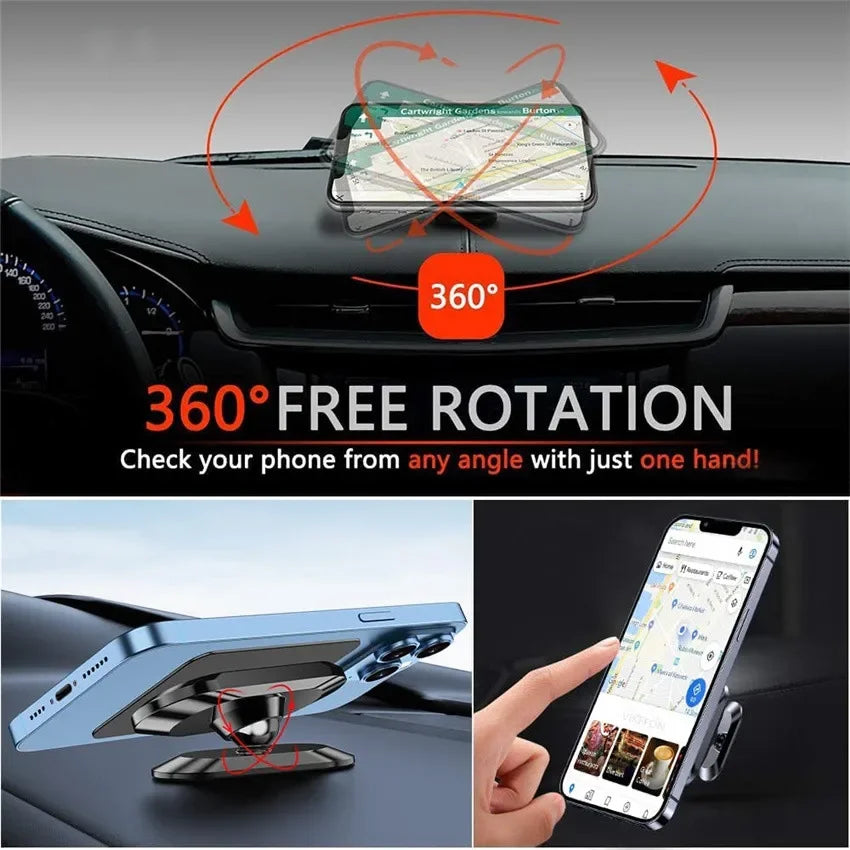 360 Rotating Mini Magnetic Holder Car Phone Dashboard Strip Shape Mount Stand Portable for Cell Phone GPS Compatible
