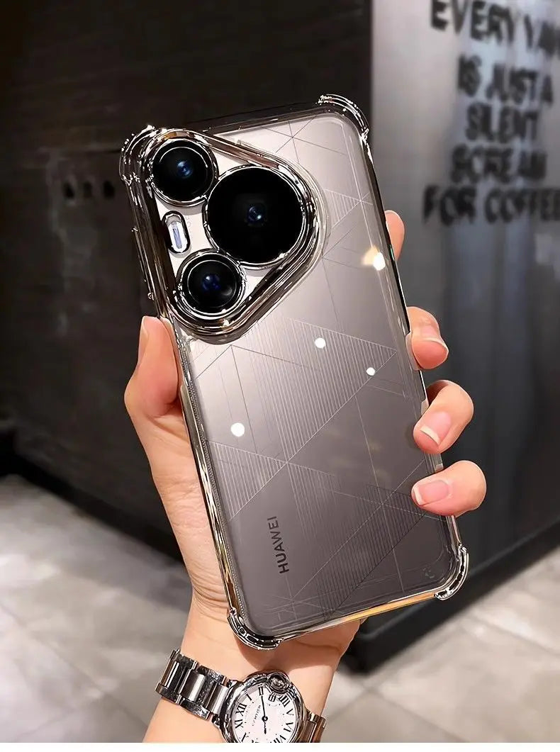 Case For Huawei Pura 80 Ultra 80 Pro plus Luxury Electroplating Transparent Four Corners Shockproof Back Cover For Huawei Pura80