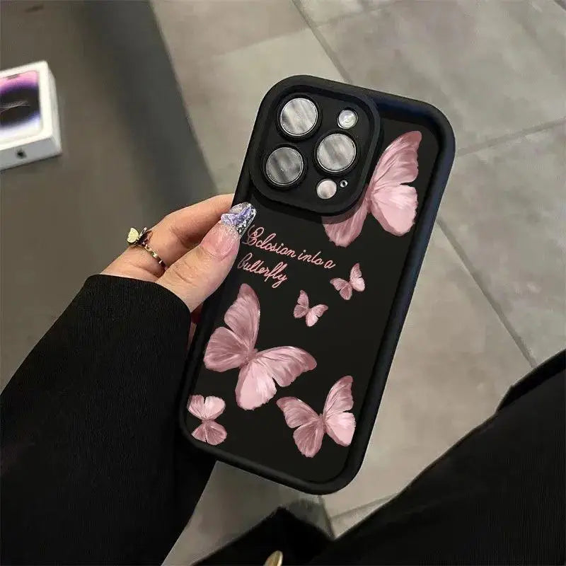 INS Vintage Butterfly Case for OPPO Reno 10 5G 6 8 10 11 12 Pro 11F 12F 5G Reno 7 4G 4 5 6 Lite A38 A78 A98 A57 A77 Matte Cover