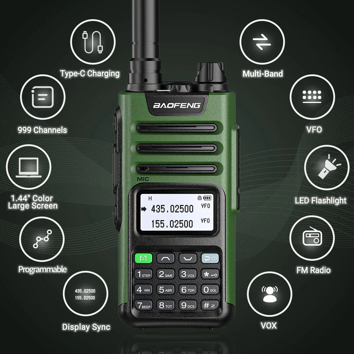 BaoFeng M-13 PRO V1 V2 High Power Multi Band Walkie Talkie Type C Charger Long Range Upgraded UV-13 PRO V1 V2 Ham Two Way Radio