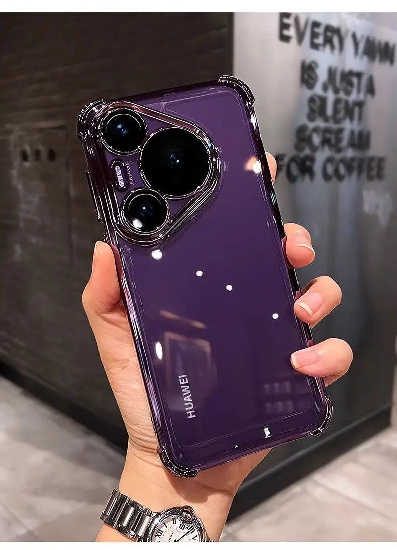 Case For Huawei Pura 80 Ultra 80 Pro plus Luxury Electroplating Transparent Four Corners Shockproof Back Cover For Huawei Pura80