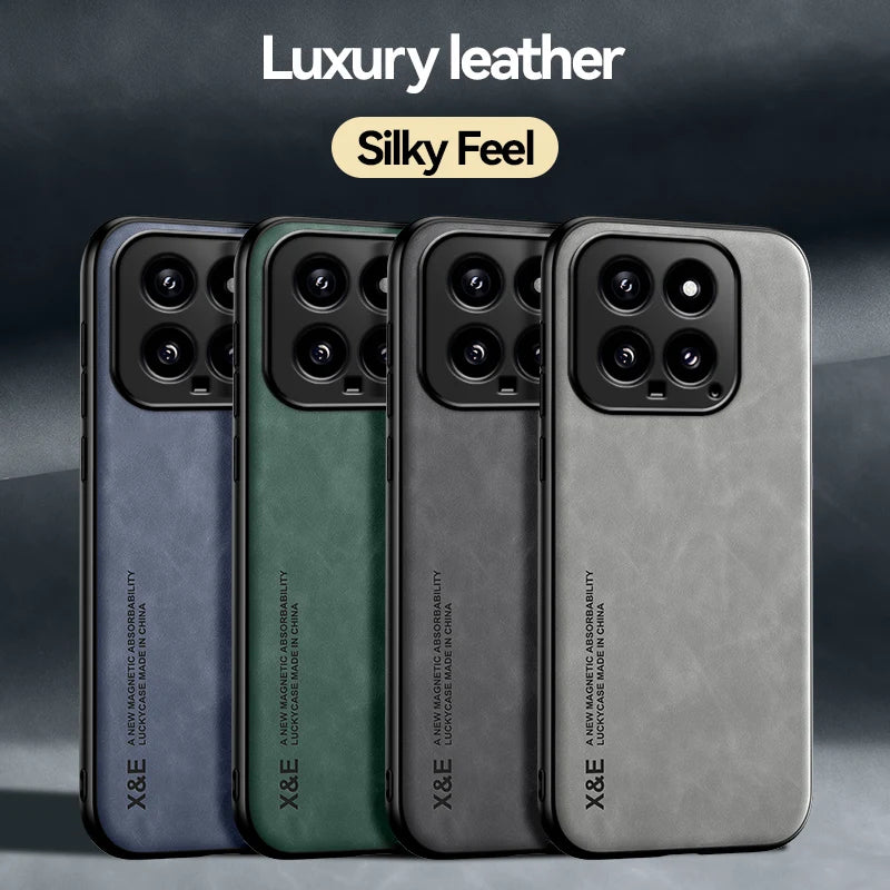 For Xiaomi 14 Luxury Leather Magnetic Case Shockproof Bumper Soft Back Cover For Xiaomi 14 Pro