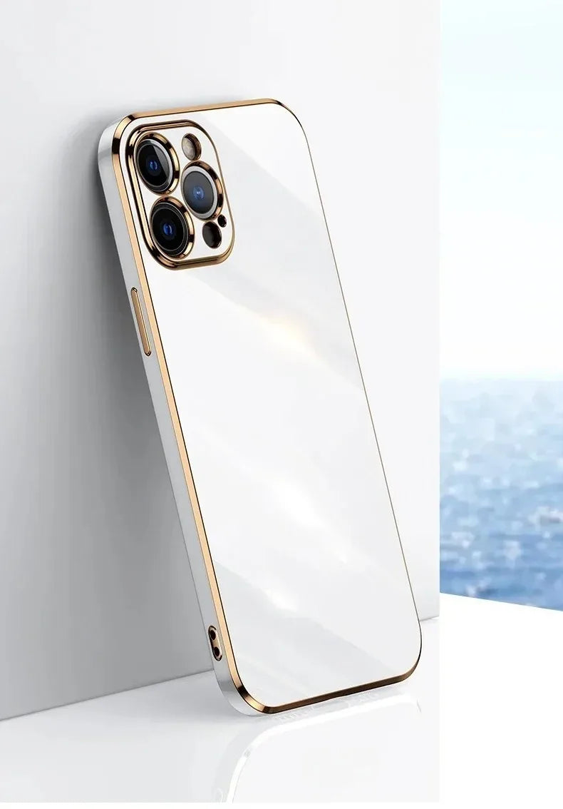 Luxury Solid Color Silicone Soft Case For iPhone 17 Air 16 15 Plus 14 12 13 Pro Max Plus Plating Glossy Shockproof Protect Cover