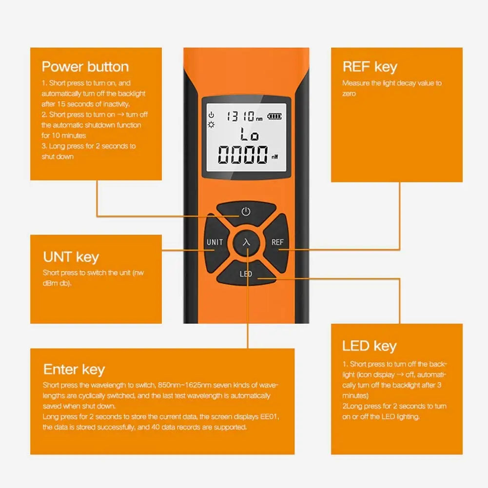 G10 Fiber Optic Power Meter Optical Tester Tool Network Cable Test OPM LED Lighting VFL USB Charging