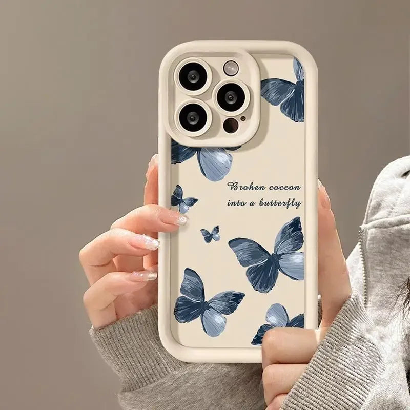 INS Vintage Butterfly Case for OPPO Reno 10 5G 6 8 10 11 12 Pro 11F 12F 5G Reno 7 4G 4 5 6 Lite A38 A78 A98 A57 A77 Matte Cover