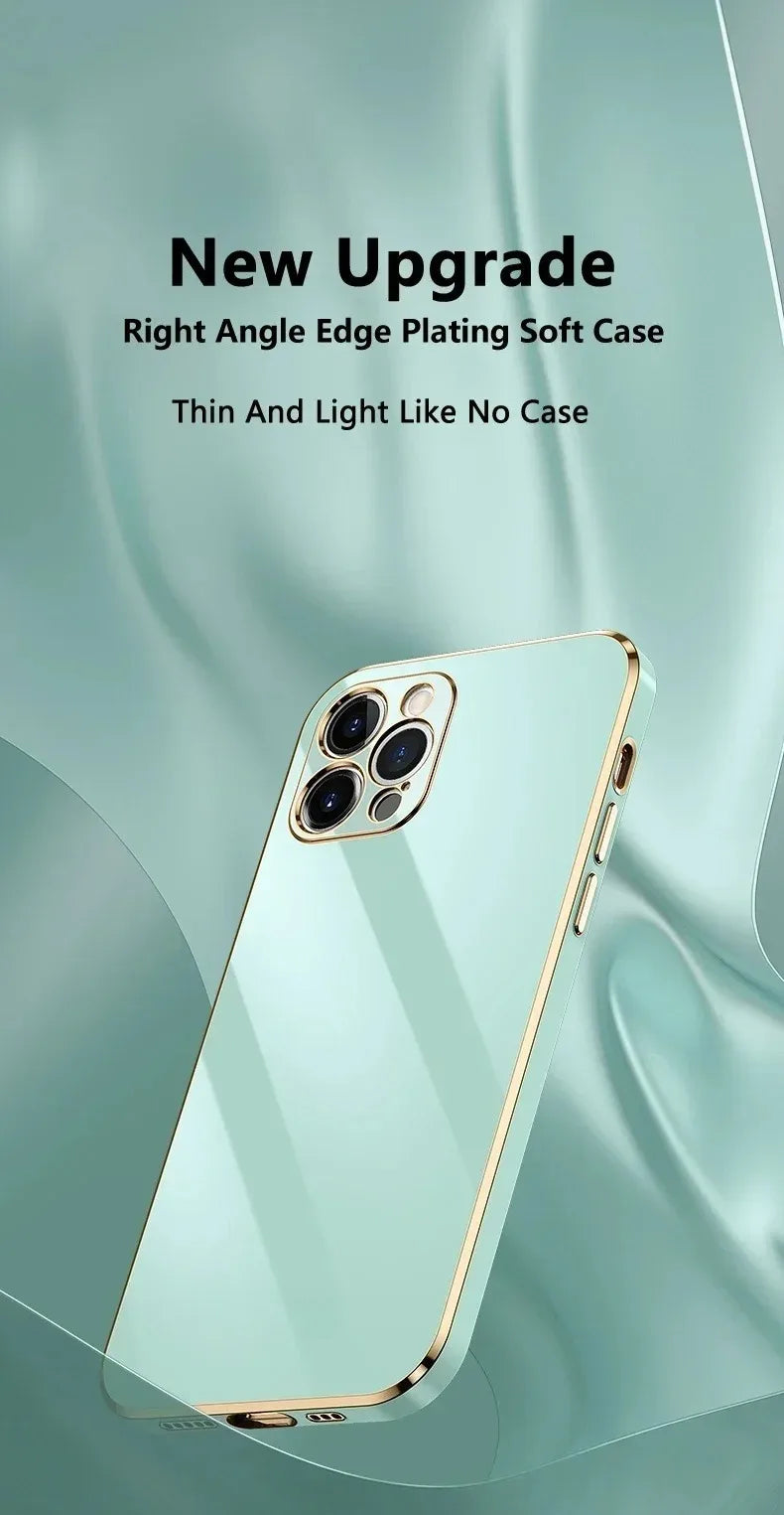 Luxury Solid Color Silicone Soft Case For iPhone 17 Air 16 15 Plus 14 12 13 Pro Max Plus Plating Glossy Shockproof Protect Cover