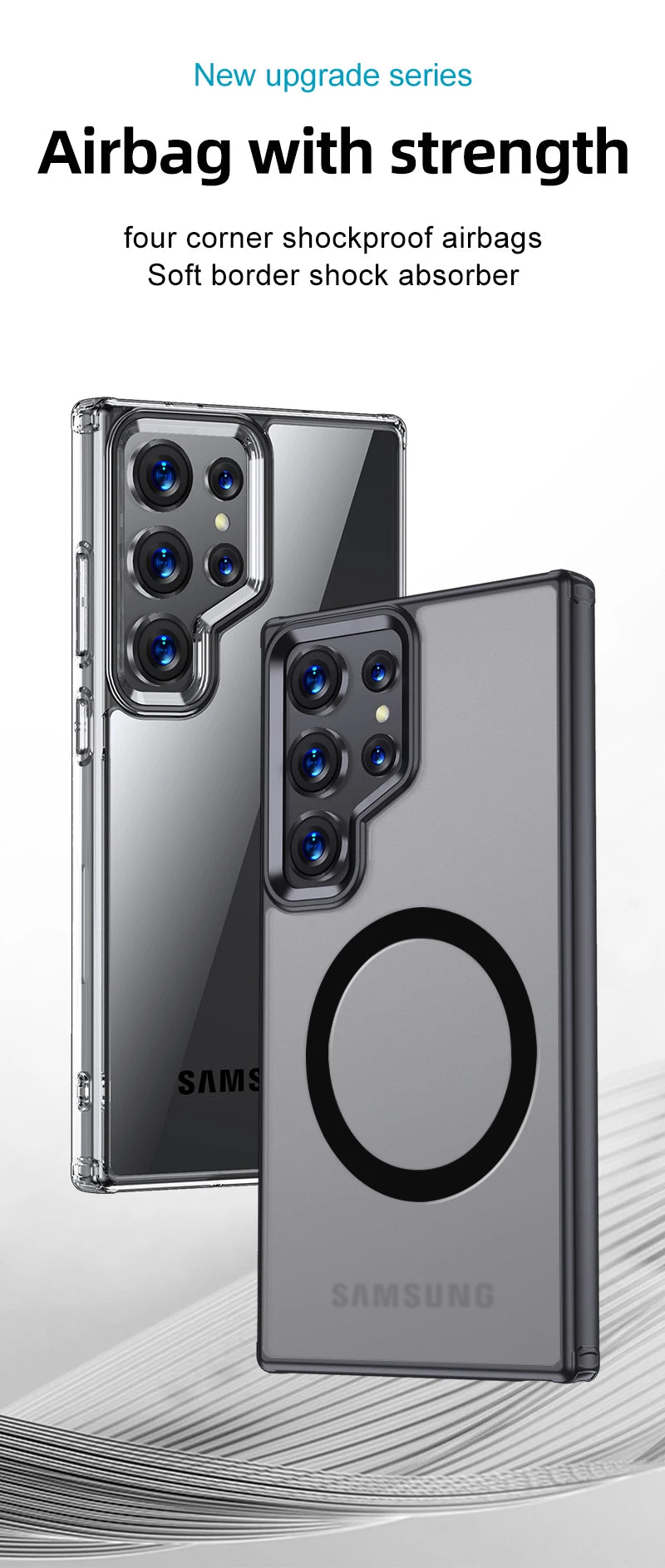 Airbags Shockproof Magnetic Wireless Charging Case Shell For Samsmung Galaxy S25 S24 S23 Ultra FE S24 Plus S24+ S23+ Armor Cover