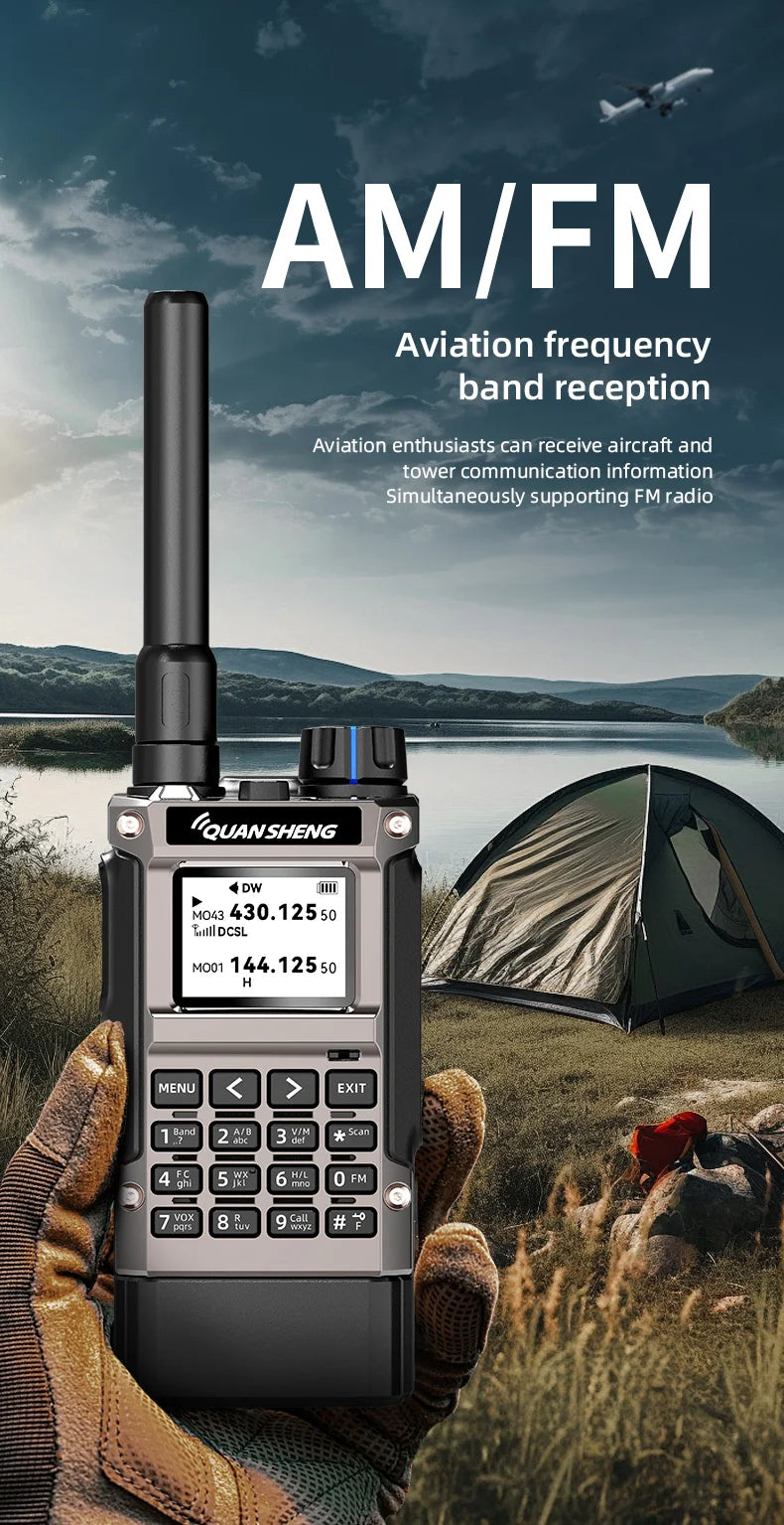 Quansheng UV-K1(8) Air Band Walkie Talkie 50-600MHz Full Band Receive UHF VHF Ham Radio Wireless Frequency Copy Type-C Charging