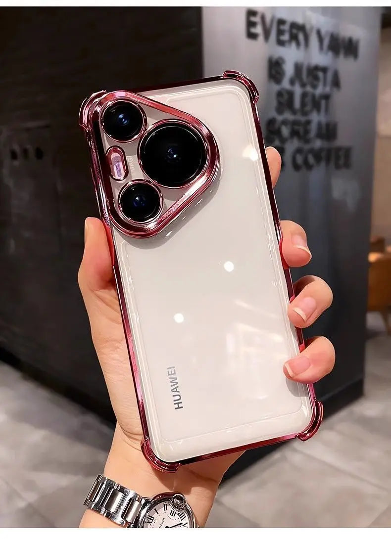 Case For Huawei Pura 80 Ultra 80 Pro plus Luxury Electroplating Transparent Four Corners Shockproof Back Cover For Huawei Pura80