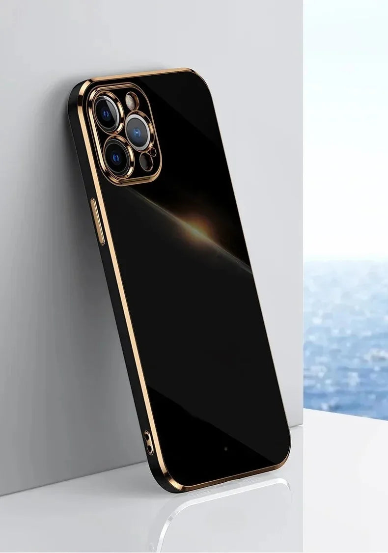 Luxury Solid Color Silicone Soft Case For iPhone 17 Air 16 15 Plus 14 12 13 Pro Max Plus Plating Glossy Shockproof Protect Cover
