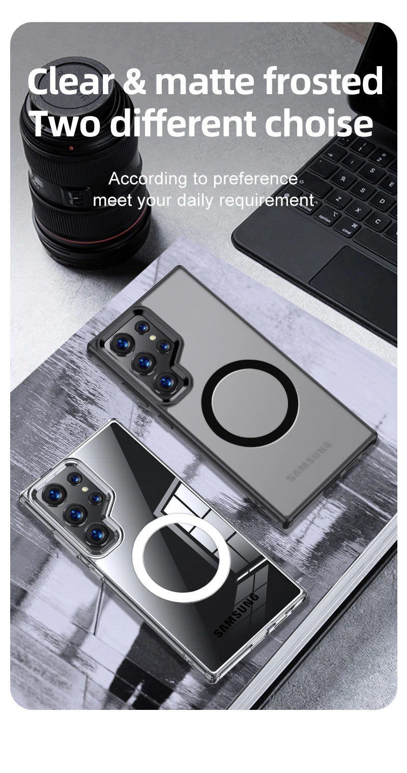 Airbags Shockproof Magnetic Wireless Charging Case Shell For Samsmung Galaxy S25 S24 S23 Ultra FE S24 Plus S24+ S23+ Armor Cover