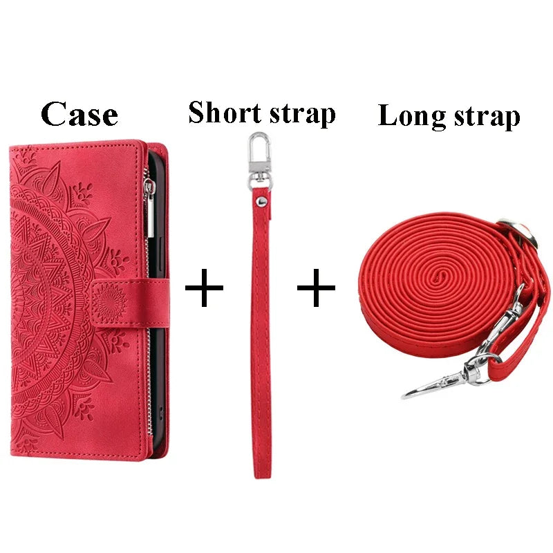 For Poco X8 Pro Max X7 F6 X6 X5 X3 NFC 5G Zipper Wallet Case Crossbody Book Shell Xiaomi Poco M8 M7 Pro M6 F5 C75 X 8 Flip Cover