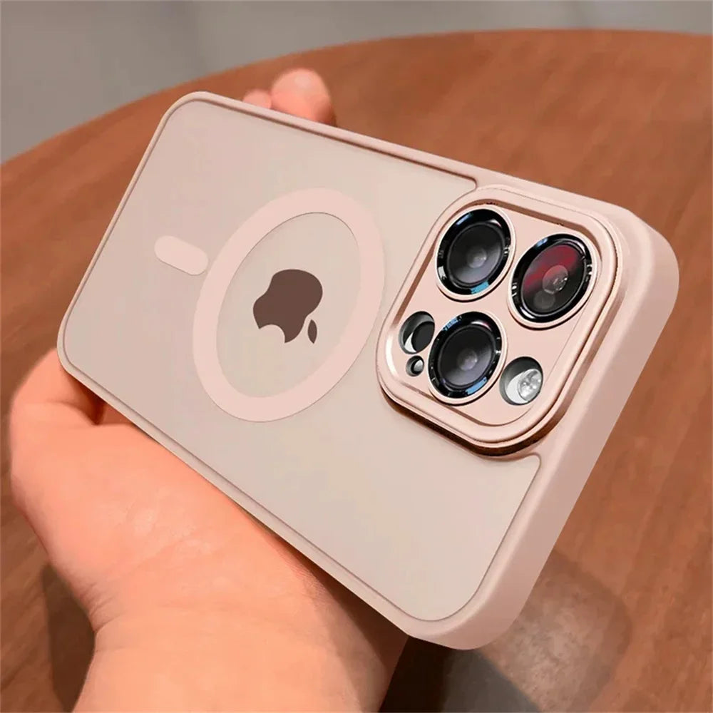 2025 Magnetic Luxury Matte Translucent Armor Shockproof Case For iPhone 16 15 Pro 14 13 12 11 Pro Max For Magsafe Wireless Charg