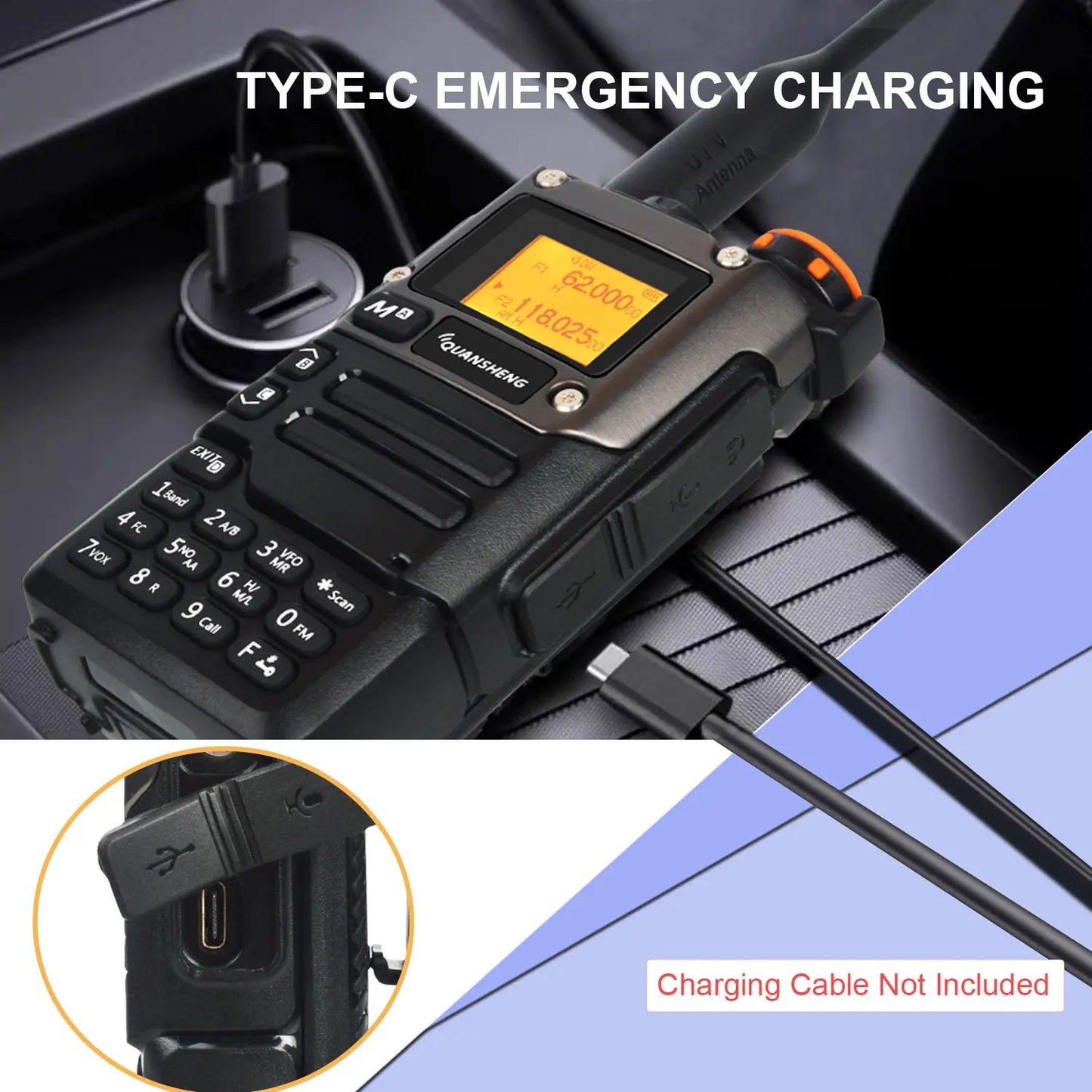 Quansheng Walkie Talkie Air Band 50-600MHz HF RX UV-K5(8) 136-600MHz UHF VHF TX FM Scrambler NoAA Frequency Scan Copy DTMF Radio