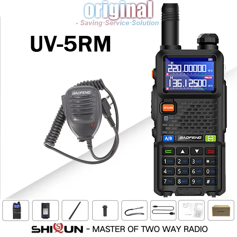 UV-5RM Baofeng Walkie Talkie 3800mAh Battery USB-C Charger 14.5W UHF VHF Wirless Copy Frequency 999CH FM Ham Radio Update UV-5RH