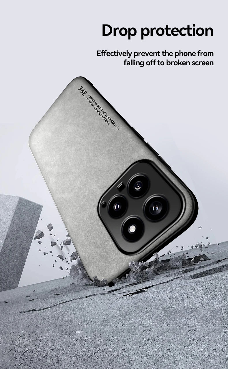 For Xiaomi 14 Luxury Leather Magnetic Case Shockproof Bumper Soft Back Cover For Xiaomi 14 Pro