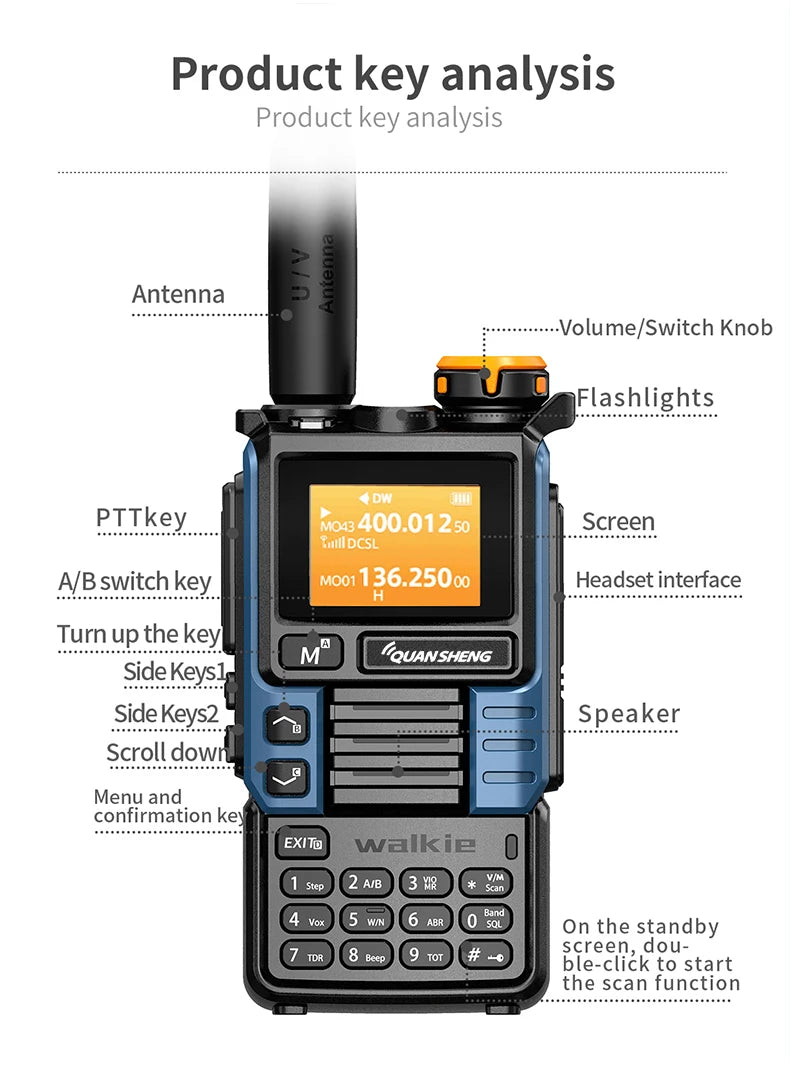 Quansheng UV-K5 Upgrade UV-K5 (99) Interphone 5W Air Band Radio Tyep C Charging UHF VHF DTMF FM Scrambler NOAA Wireless Frequenc