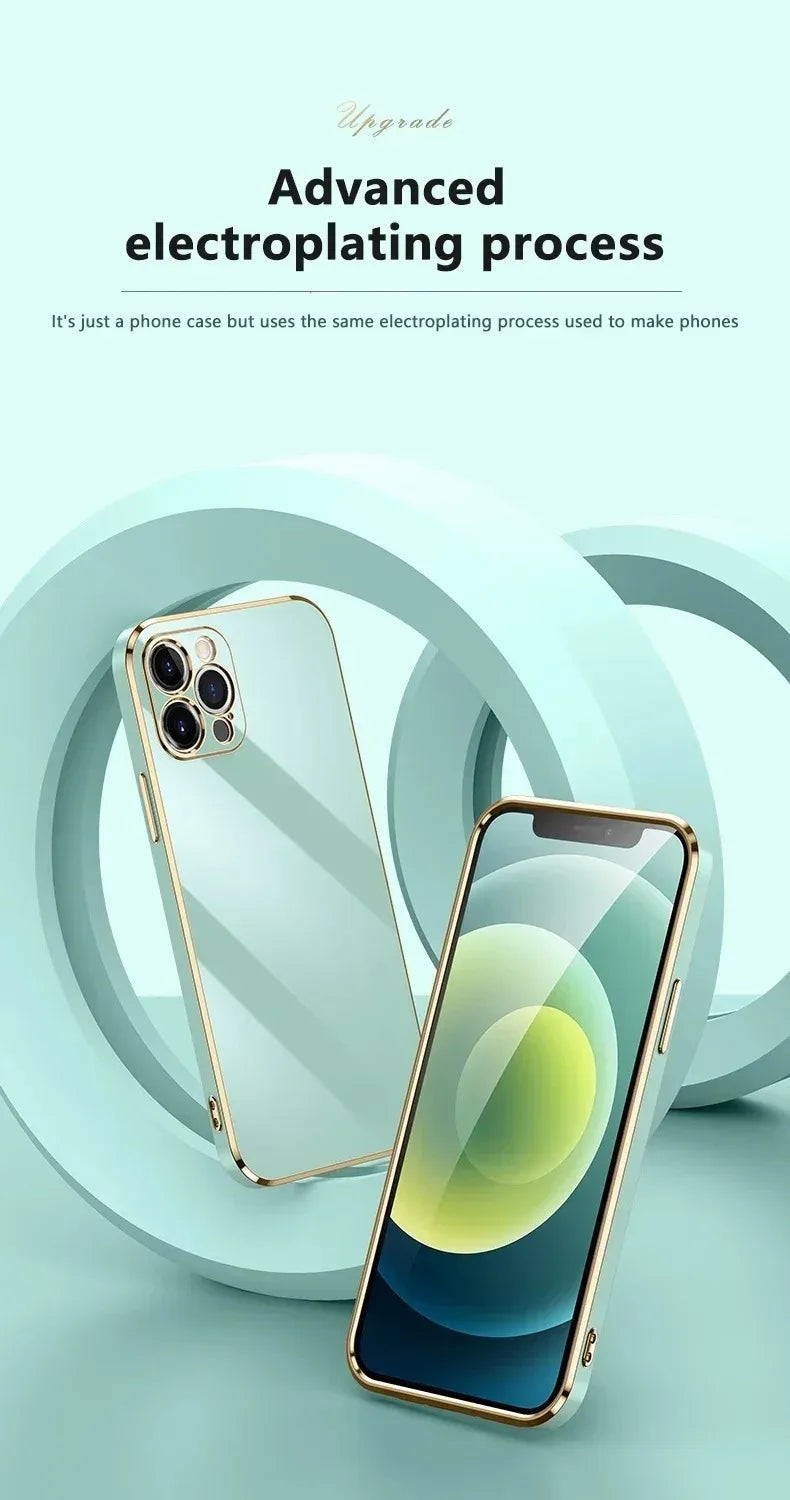 Luxury Solid Color Silicone Soft Case For iPhone 17 Air 16 15 Plus 14 12 13 Pro Max Plus Plating Glossy Shockproof Protect Cover