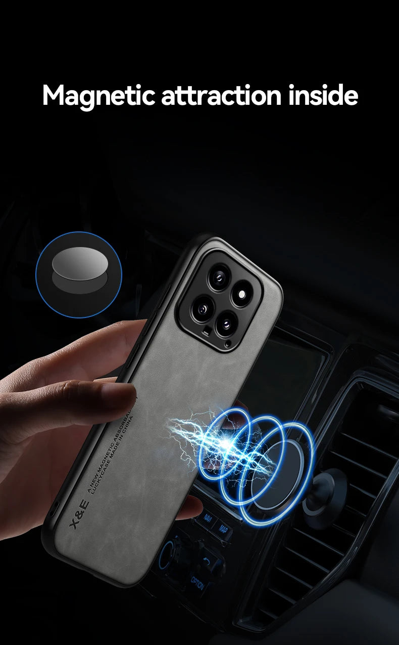 For Xiaomi 14 Luxury Leather Magnetic Case Shockproof Bumper Soft Back Cover For Xiaomi 14 Pro