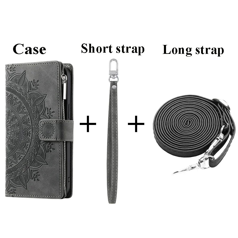For Poco X8 Pro Max X7 F6 X6 X5 X3 NFC 5G Zipper Wallet Case Crossbody Book Shell Xiaomi Poco M8 M7 Pro M6 F5 C75 X 8 Flip Cover