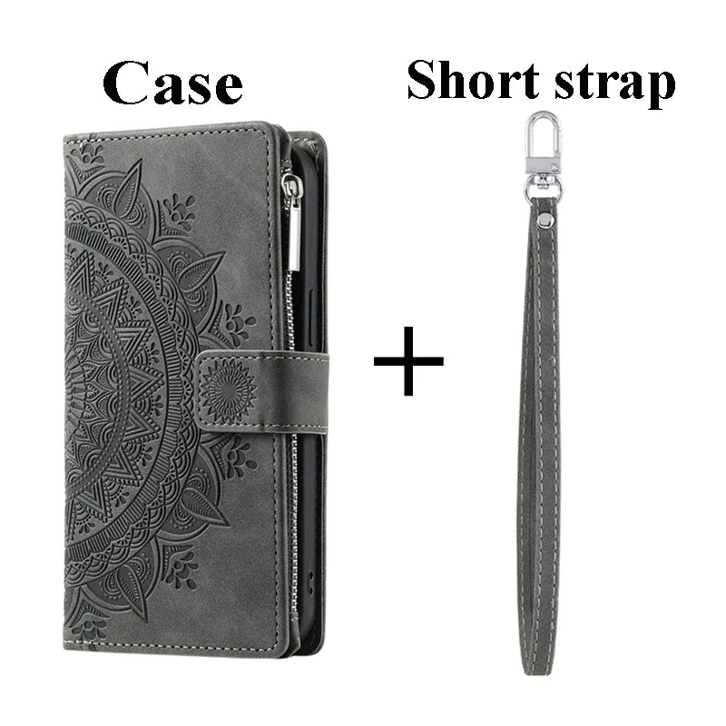 For Poco X8 Pro Max X7 F6 X6 X5 X3 NFC 5G Zipper Wallet Case Crossbody Book Shell Xiaomi Poco M8 M7 Pro M6 F5 C75 X 8 Flip Cover