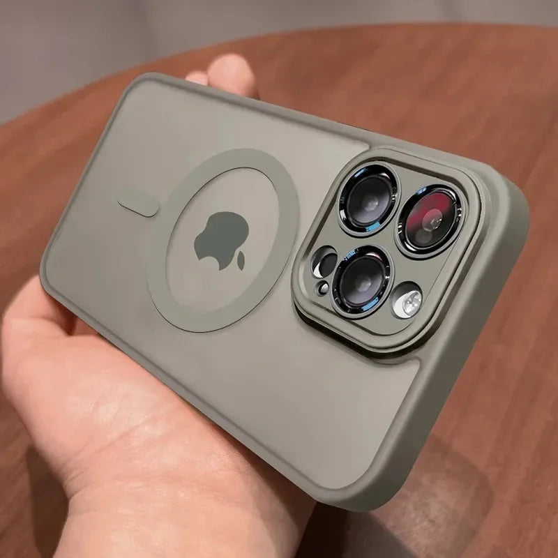 2025 Magnetic Luxury Matte Translucent Armor Shockproof Case For iPhone 16 15 Pro 14 13 12 11 Pro Max For Magsafe Wireless Charg
