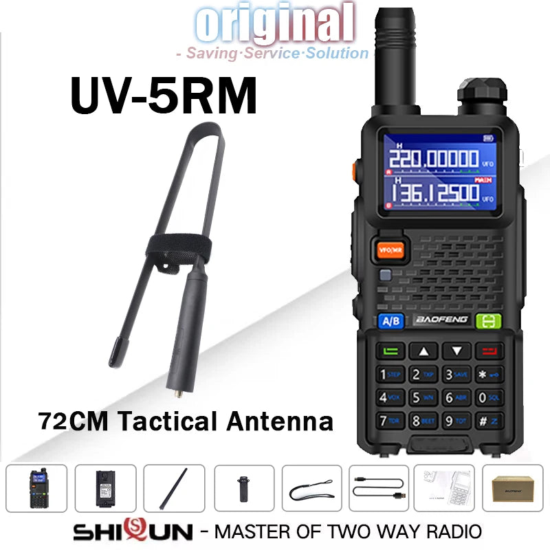 UV-5RM Baofeng Walkie Talkie 3800mAh Battery USB-C Charger 14.5W UHF VHF Wirless Copy Frequency 999CH FM Ham Radio Update UV-5RH