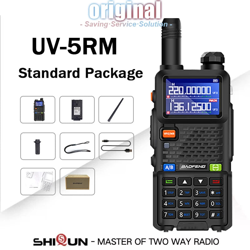 UV-5RM Baofeng Walkie Talkie 3800mAh Battery USB-C Charger 14.5W UHF VHF Wirless Copy Frequency 999CH FM Ham Radio Update UV-5RH