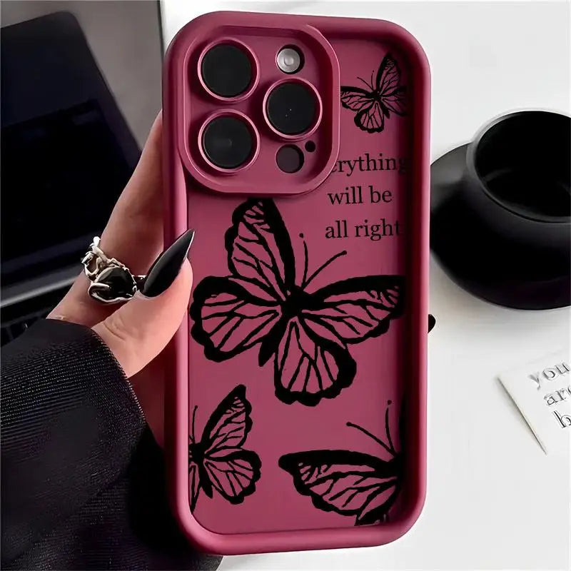 INS Vintage Butterfly Case for OPPO Reno 10 5G 6 8 10 11 12 Pro 11F 12F 5G Reno 7 4G 4 5 6 Lite A38 A78 A98 A57 A77 Matte Cover