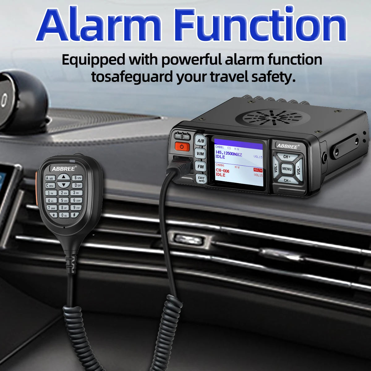 ABBREE AR-318 Mini Mobile Radio 25W Dual Band UHF VHF Long Range Dual Mode Watch Voice Encryption Car Transceiver Walkie Talkie